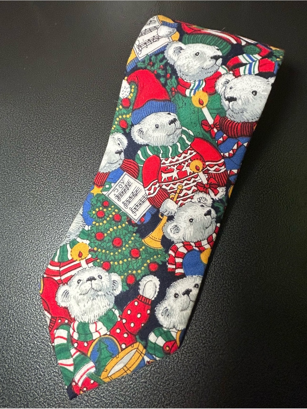 Concord House Christmas Holiday Bear Print Necktie - Red & Green